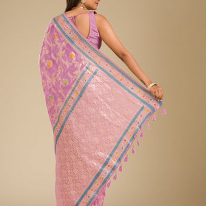 Lavender Zariwork Banarasi Silk Saree
