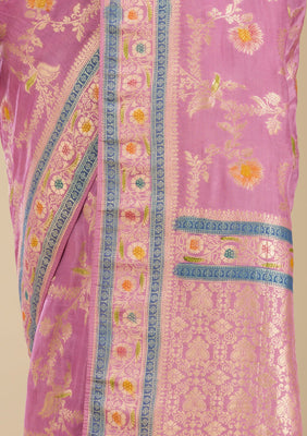 Lavender Zariwork Banarasi Silk Saree