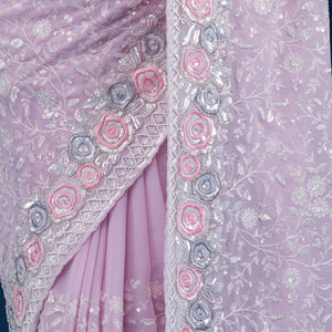 Lavender Zariwork Georgette Saree