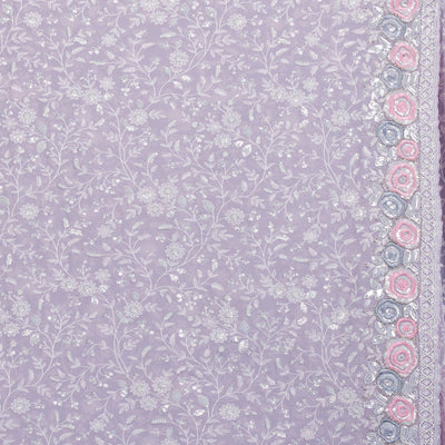 Lavender Zariwork Georgette Saree