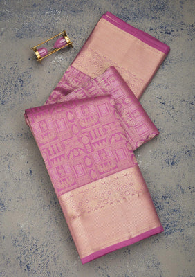 Lavender Zariwork Pure Silk Saree