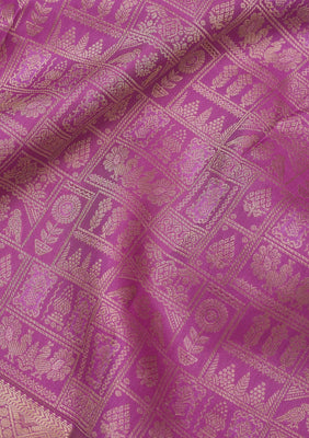 Lavender Zariwork Pure Silk Saree