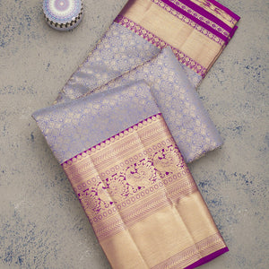 Lavender Zariwork Pure Silk Saree