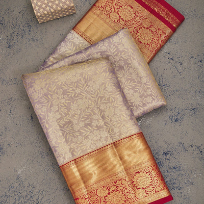 Lavender Zariwork Pure Silk Saree
