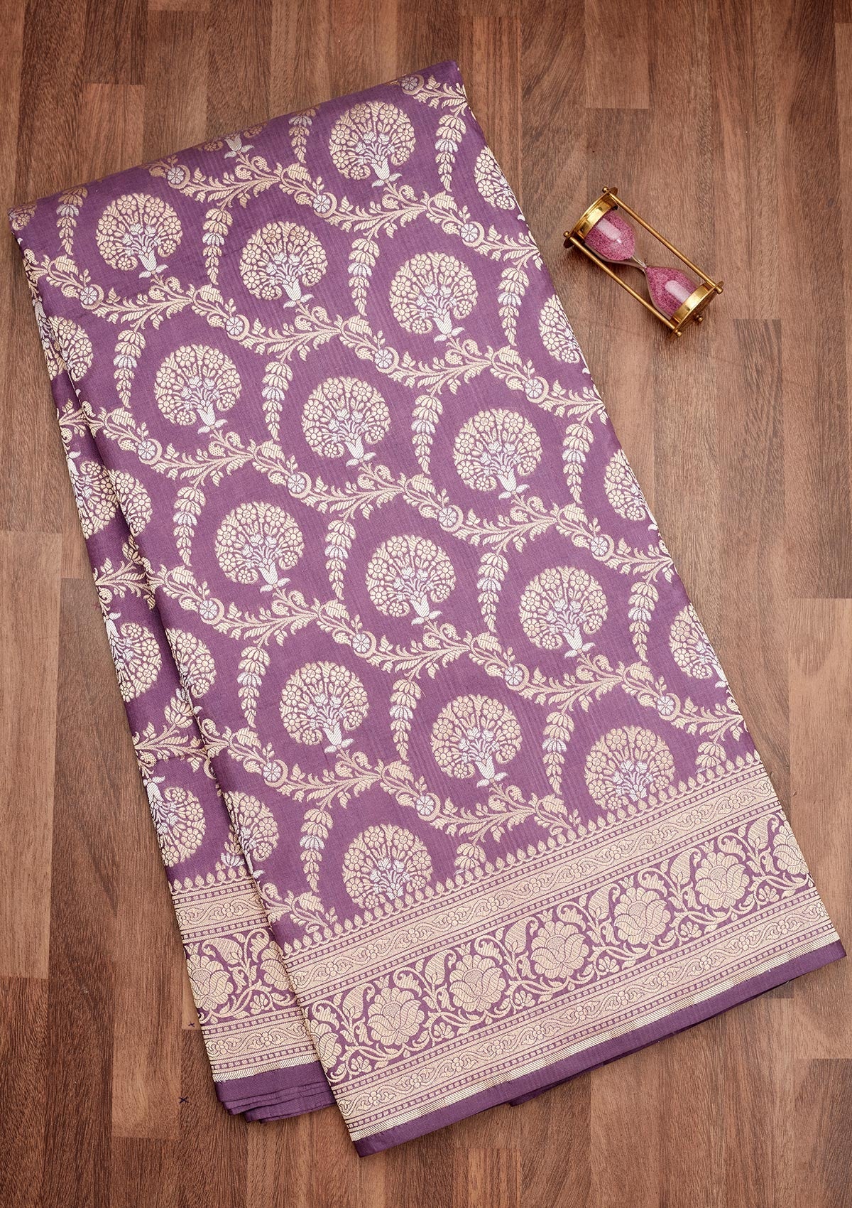 Lavender Zariwork Pure Silk Saree
