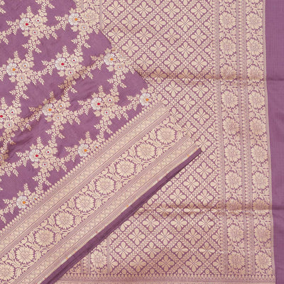 Lavender Zariwork Pure Silk Saree