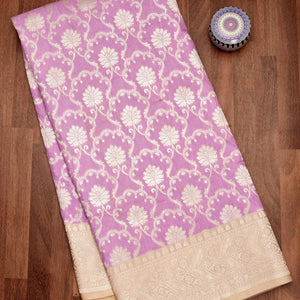 Lavender Zariwork Pure Silk Saree