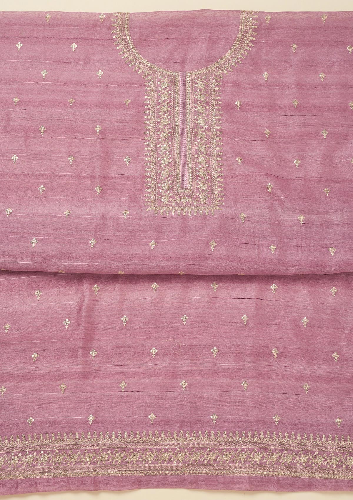 Lavender Zariwork Raw Silk Unstitched Salwar Suit