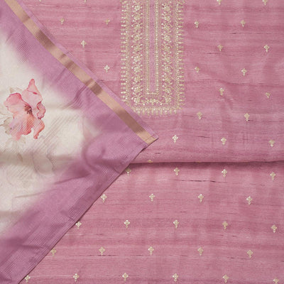Lavender Zariwork Raw Silk Unstitched Salwar Suit