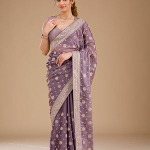 Lavender Zariwork Tissue Saree