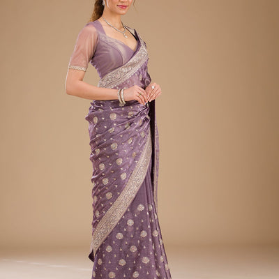 Lavender Zariwork Tissue Saree