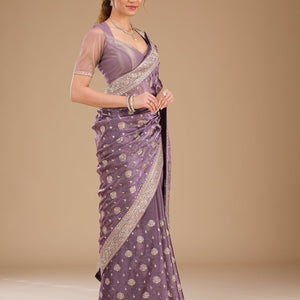 Lavender Zariwork Tissue Saree