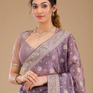 Lavender Zariwork Tissue Saree