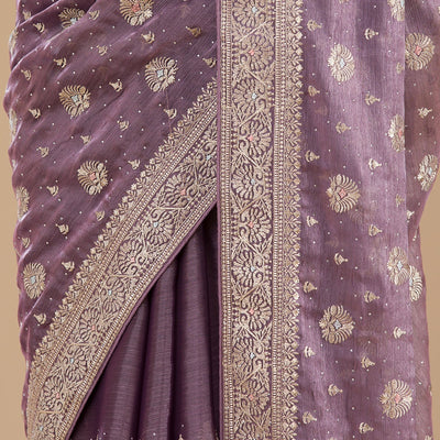 Lavender Zariwork Tissue Saree