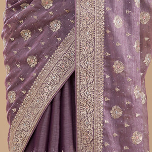 Lavender Zariwork Tissue Saree