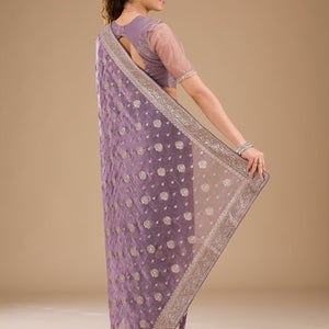 Lavender Zariwork Tissue Saree