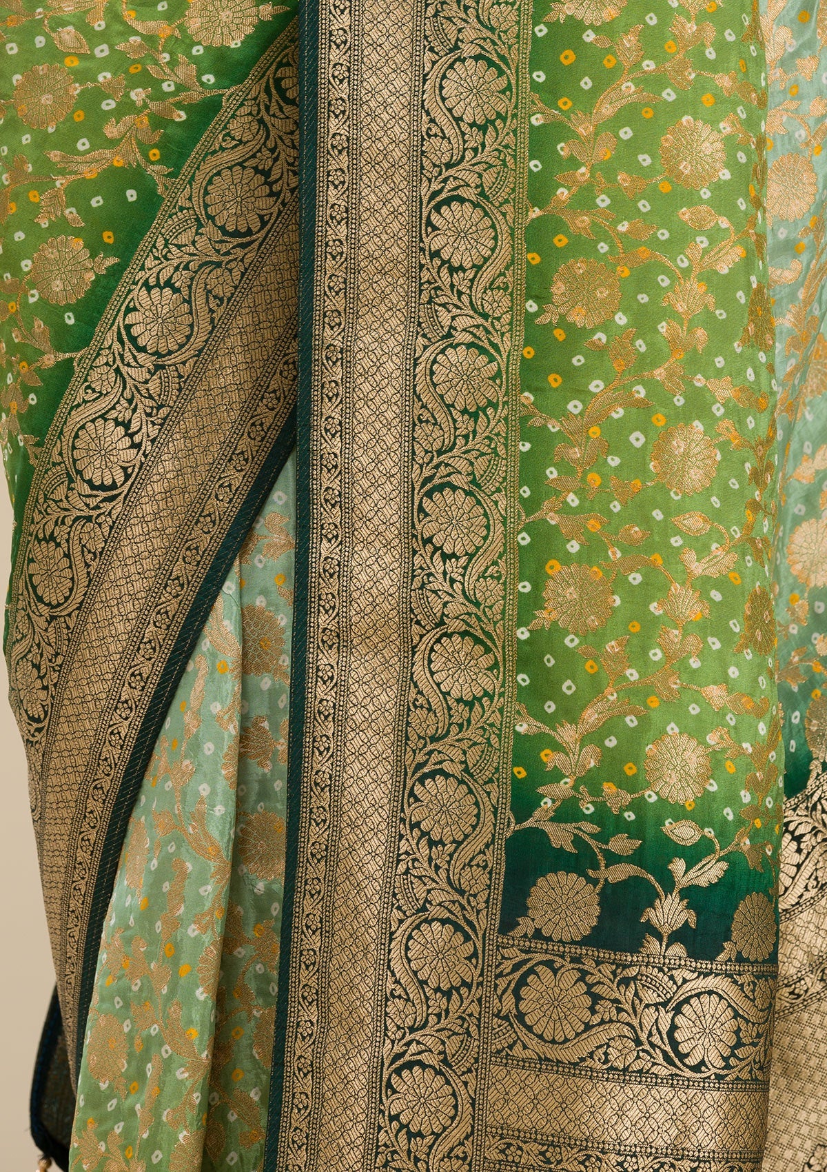 Leaf Green Zariwork Georgette Saree