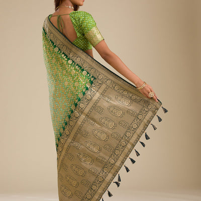 Leaf Green Zariwork Georgette Saree