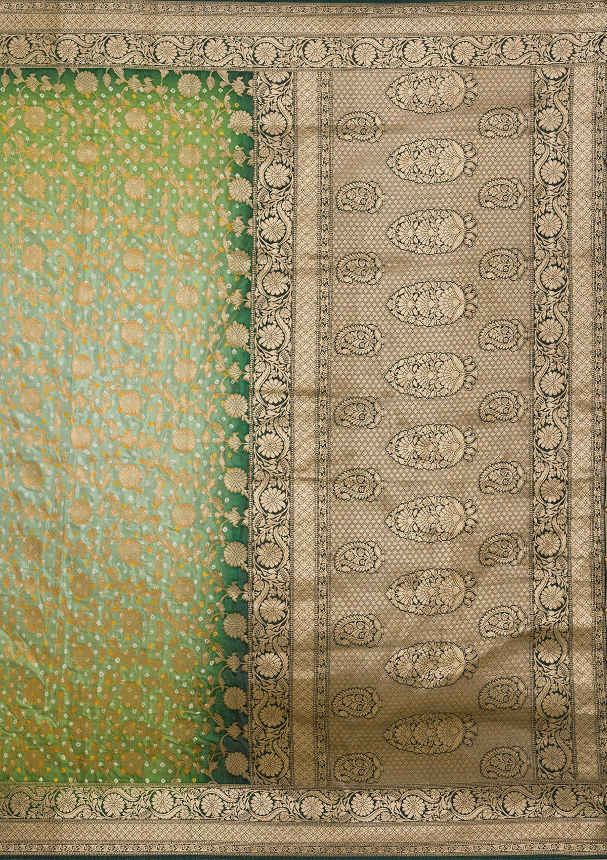 Leaf Green Zariwork Georgette Saree