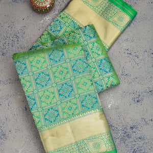 Leaf Green Zariwork Pure Silk Saree