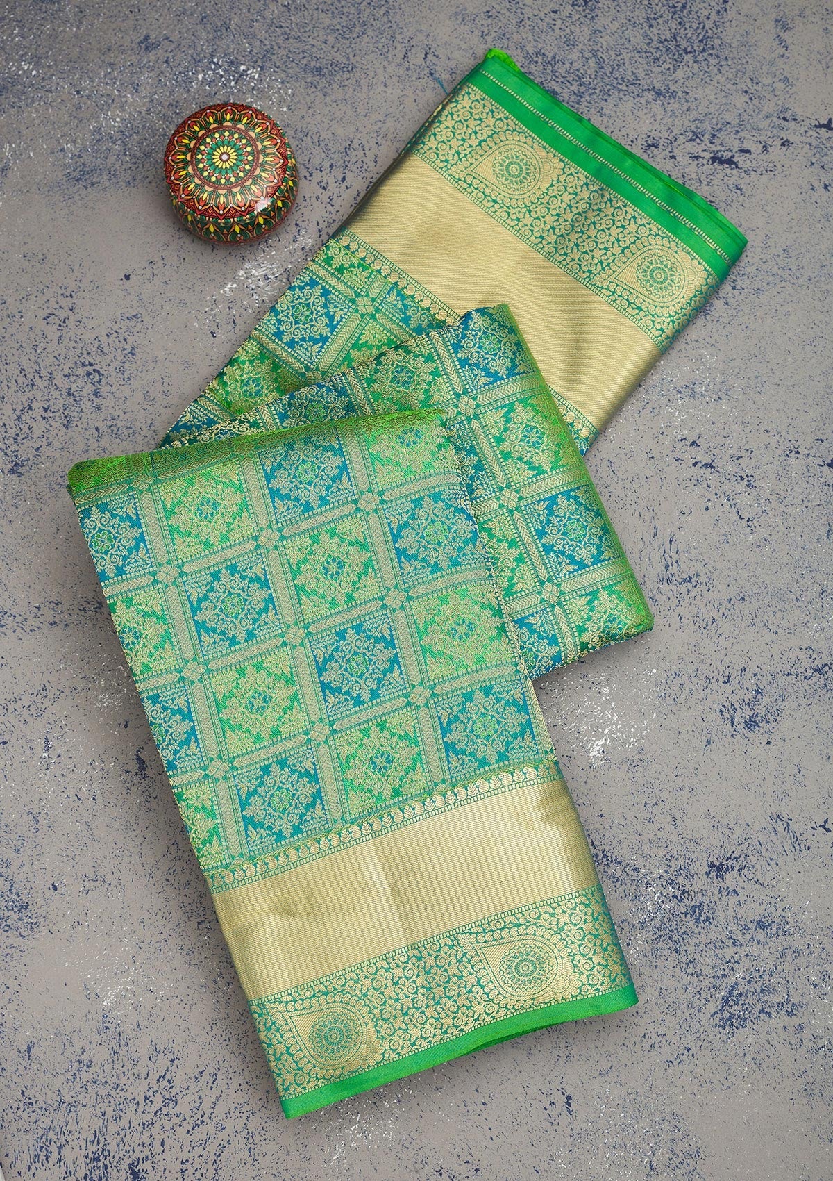 Leaf Green Zariwork Pure Silk Saree