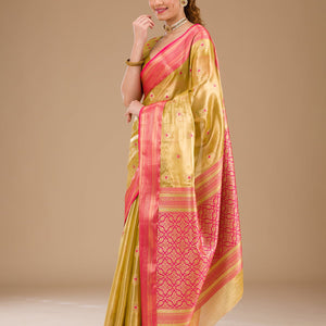 Leaf Green Zariwork Tissue Saree