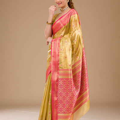 Leaf Green Zariwork Tissue Saree