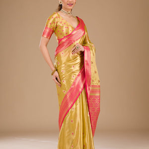 Leaf Green Zariwork Tissue Saree