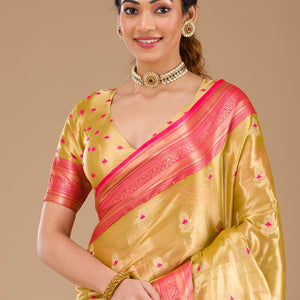 Leaf Green Zariwork Tissue Saree
