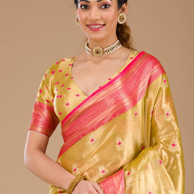 Leaf Green Zariwork Tissue Saree