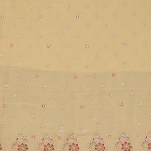 Lemon Yellow Threadwork Semi Crepe Unstitched Salwar Suit