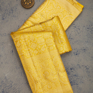 Lemon Yellow Zariwork Pure Silk Saree