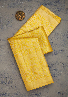 Lemon Yellow Zariwork Pure Silk Saree