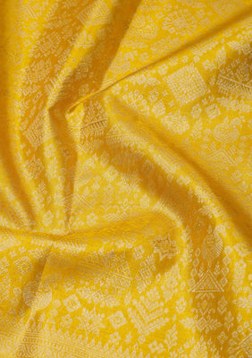 Lemon Yellow Zariwork Pure Silk Saree