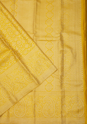 Lemon Yellow Zariwork Pure Silk Saree