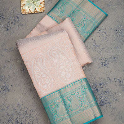 Light Grey Zariwork Pure Silk Saree