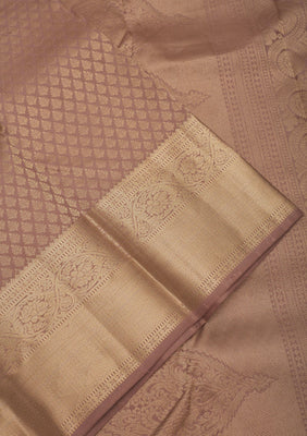 Light Brown Zariwork Pure Silk Saree