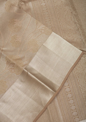 Light Brown Zariwork Pure Silk Saree