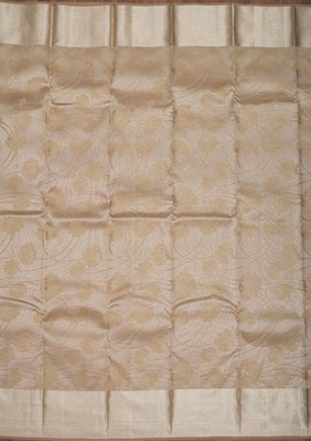 Light Brown Zariwork Pure Silk Saree