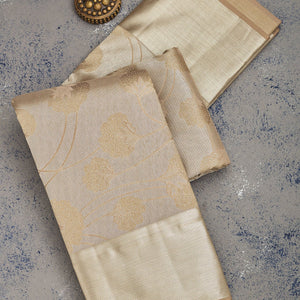 Light Brown Zariwork Pure Silk Saree
