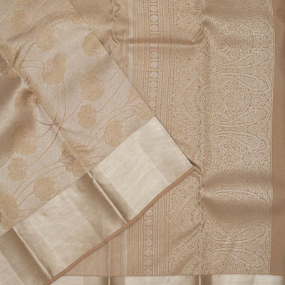Light Brown Zariwork Pure Silk Saree