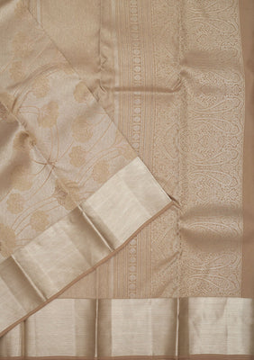 Light Brown Zariwork Pure Silk Saree