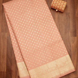 Light Brown Zariwork Pure Silk Saree