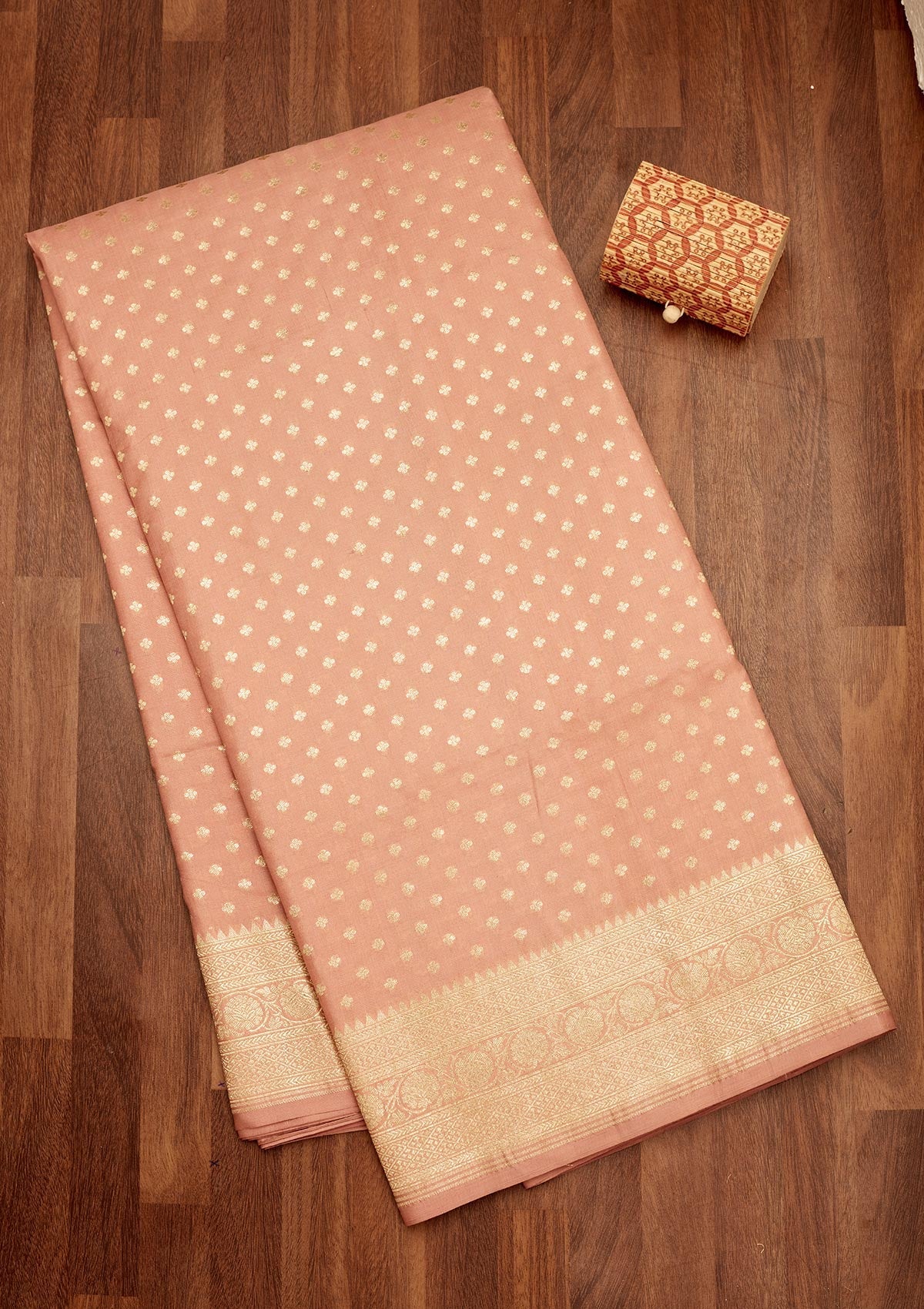 Light Brown Zariwork Pure Silk Saree