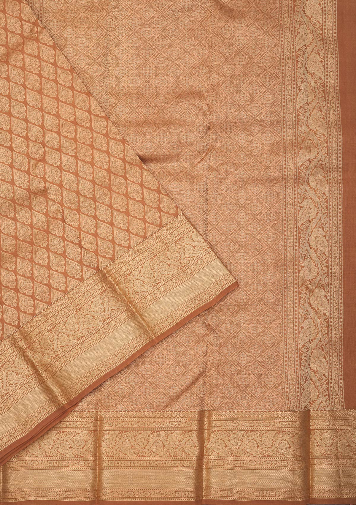 Light Brown Zariwork Pure Silk Saree
