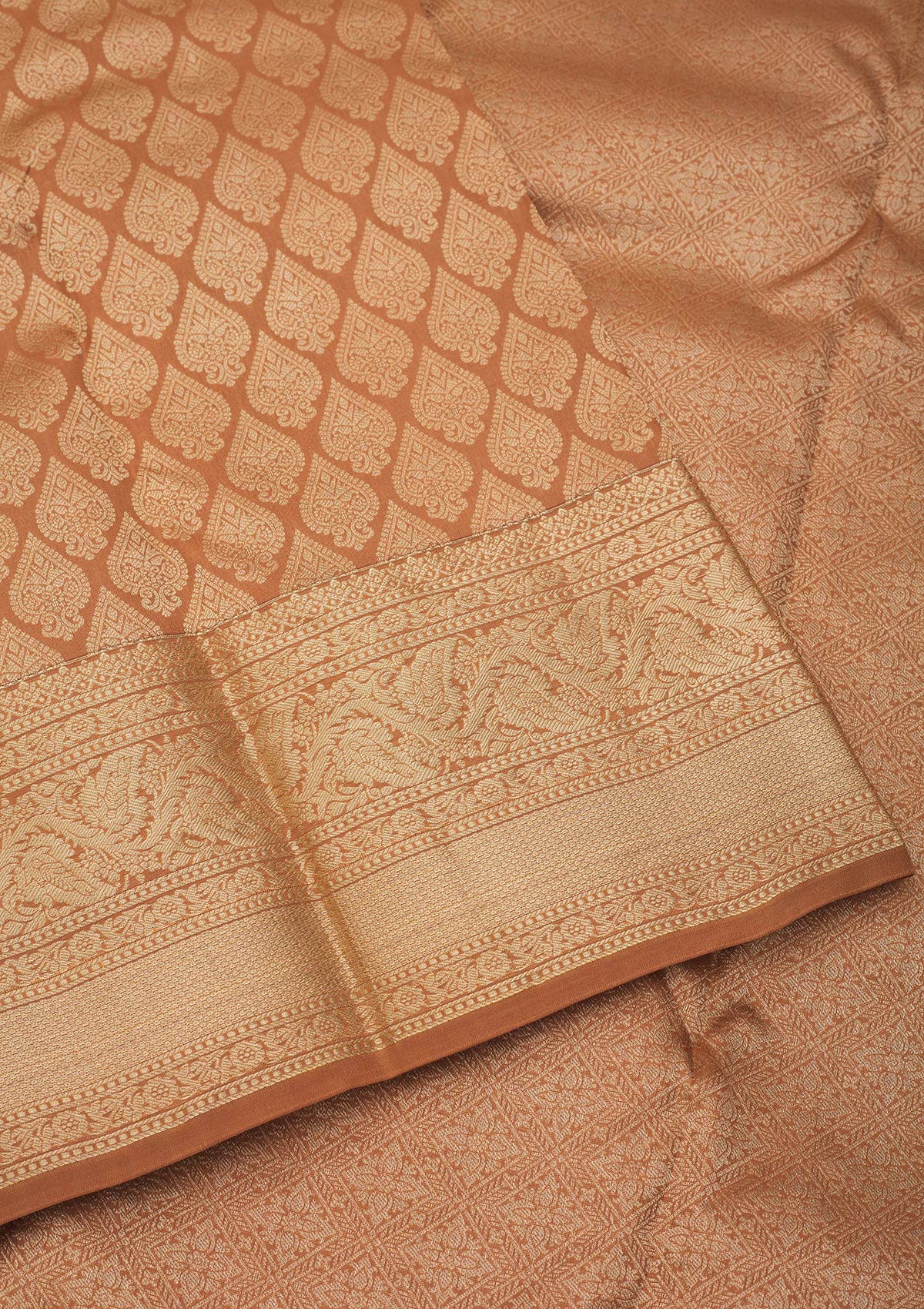 Light Brown Zariwork Pure Silk Saree