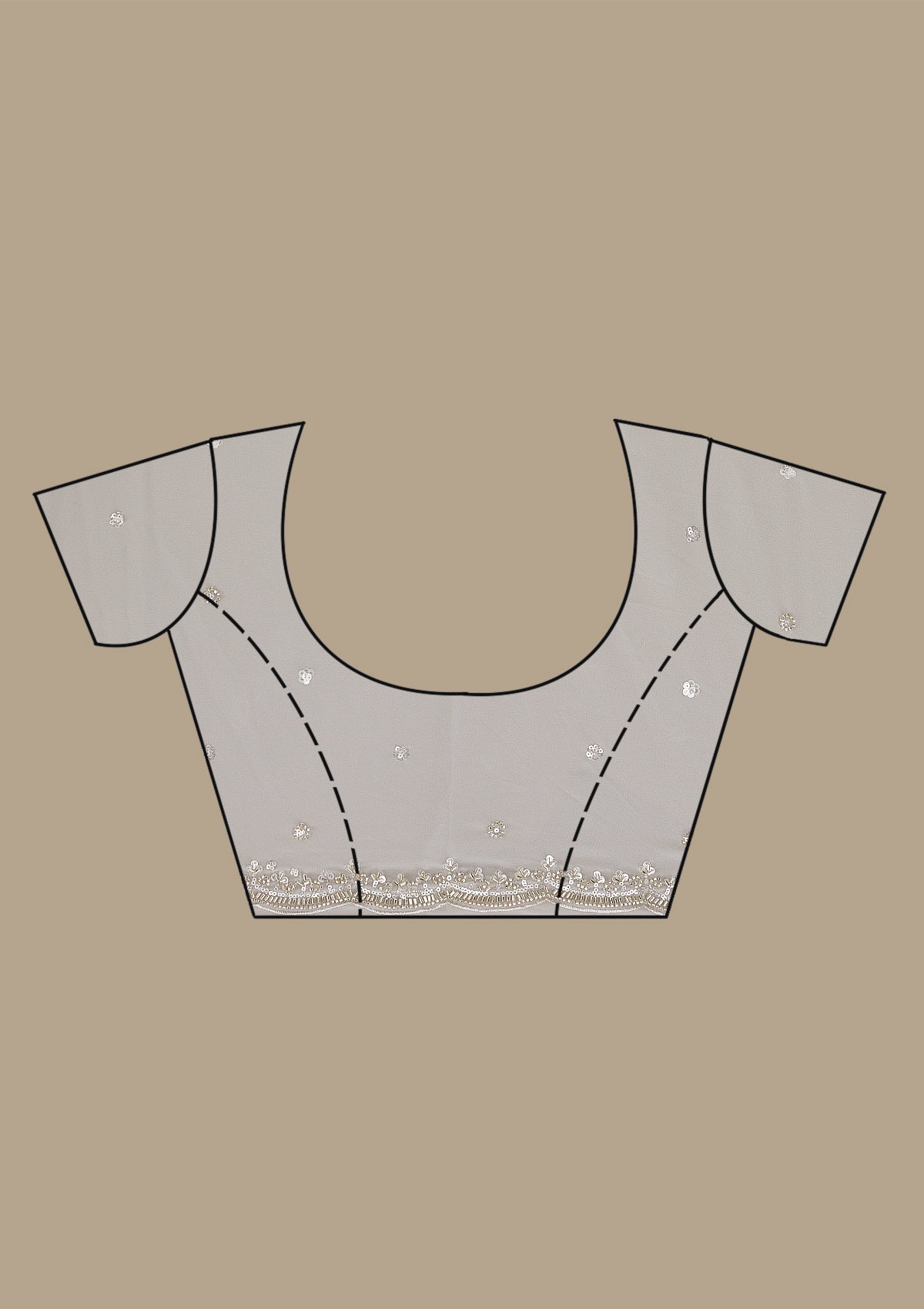 Light Grey Sequins Georgette Saree