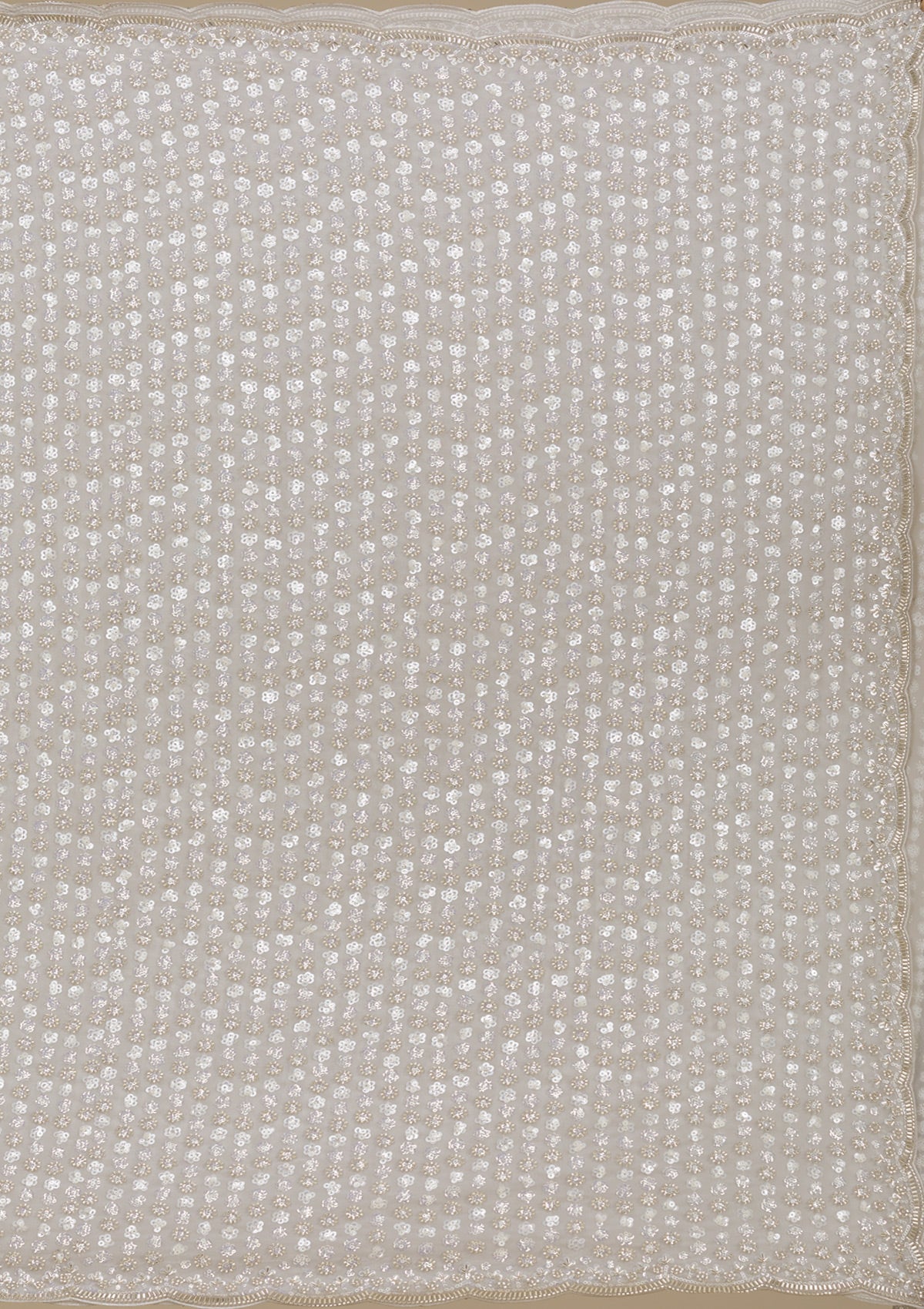 Light Grey Sequins Georgette Saree