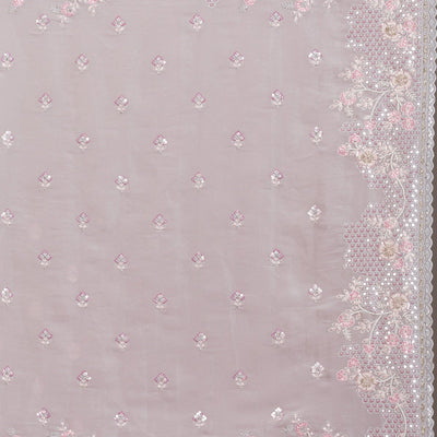 Light Grey Sequins Tissue Saree