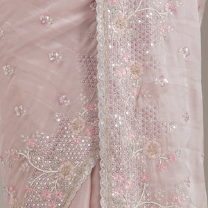 Light Grey Sequins Tissue Saree